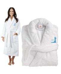 Deluxe Terry cotton with elegant bride silhouette CUSTOM TEXT Embroidery bathrobe